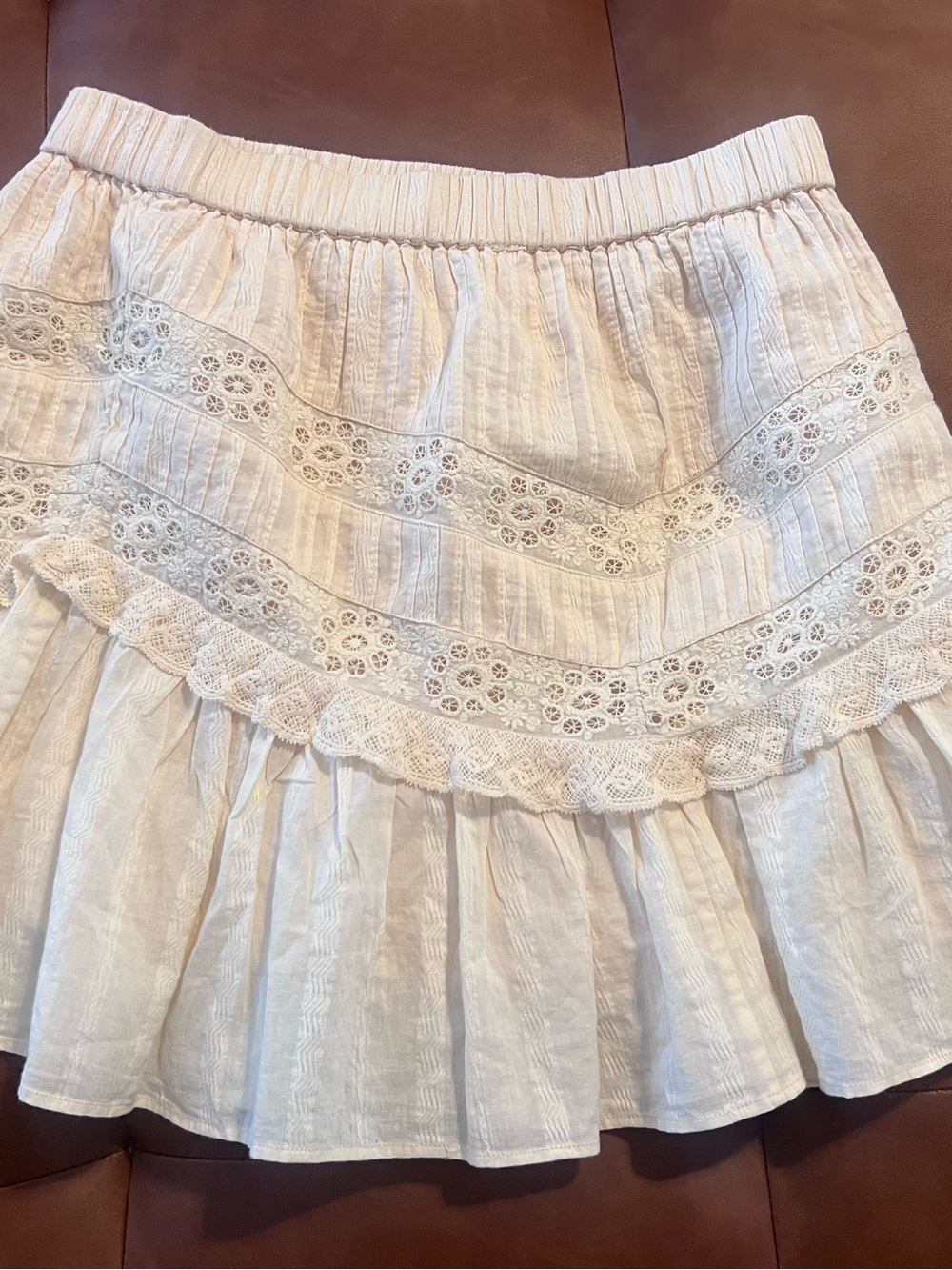 LoveShackFancy Cream Eyelet Ruffle Skirt - Picture 3 of 4